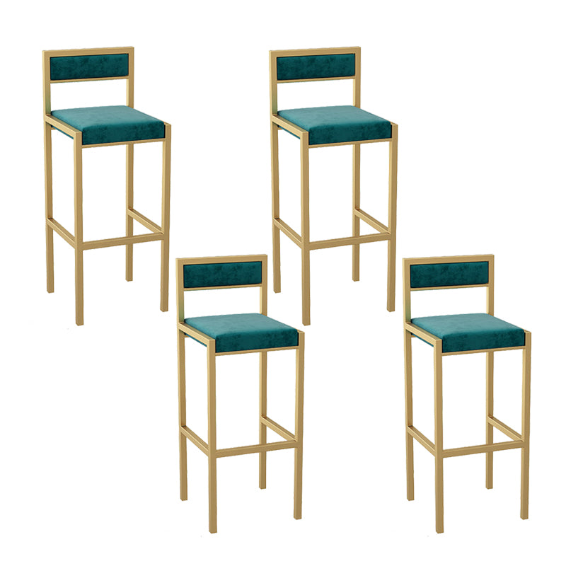 Indoor Glam Counter Stool Footrest Low Back Rectangle Upholstered Dining Stool