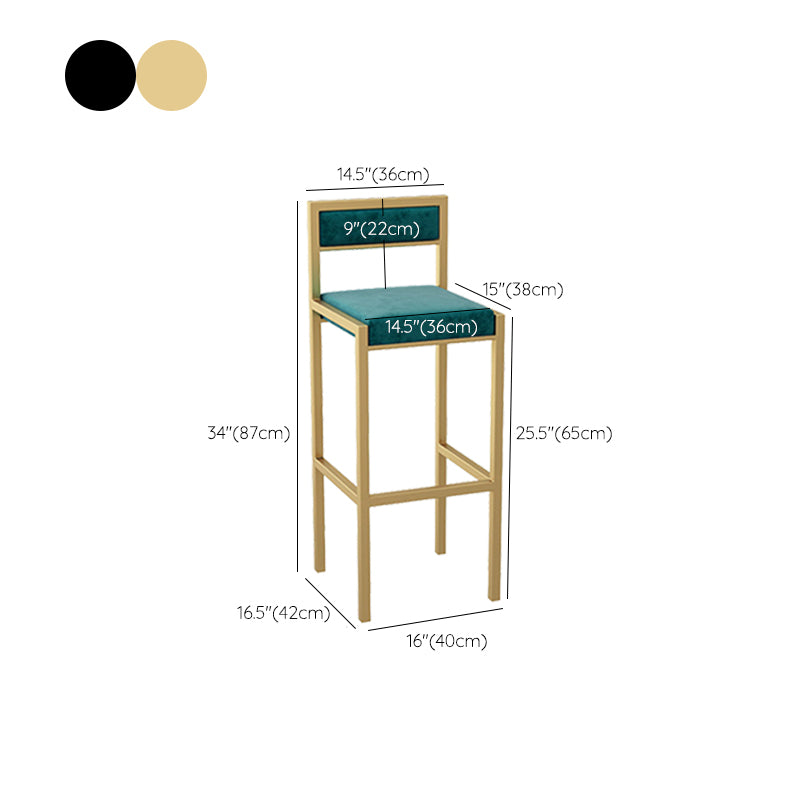 Indoor Glam Counter Stool Footrest Low Back Rectangle Upholstered Dining Stool