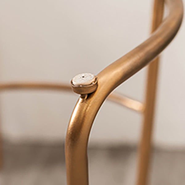 Modern Armless Backless Counter Stool Iron Bar Stool with Wooden Seat