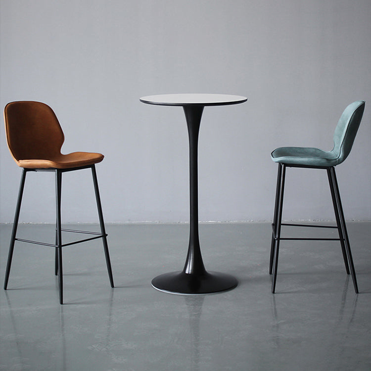 Bucket Footrest Counter Bar Stool Industrial PU Upholstery Low Back Indoor Counter Stool