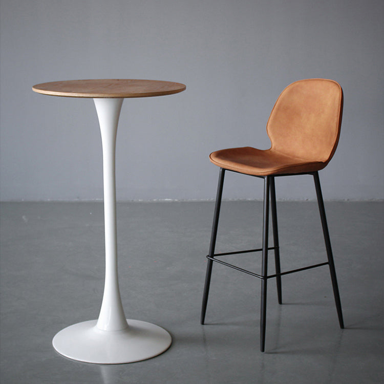 Bucket Footrest Counter Bar Stool Industrial PU Upholstery Low Back Indoor Counter Stool