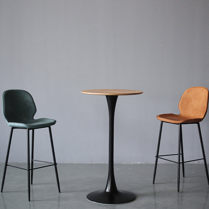 Bucket Footrest Counter Bar Stool Industrial PU Upholstery Low Back Indoor Counter Stool