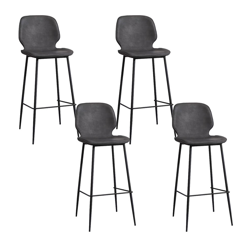 Bucket Footrest Counter Bar Stool Industrial PU Upholstery Low Back Indoor Counter Stool