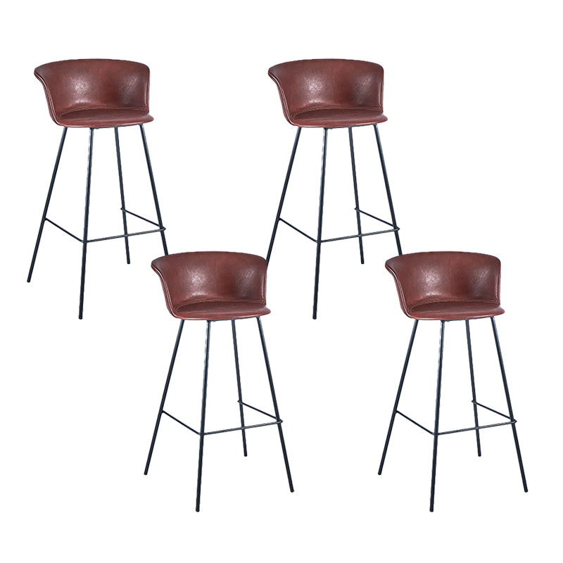 Indoor Leather Bar & Counter Stool Industrial Footrest Low Back Bucket Counter Chair