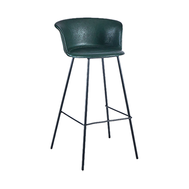 Indoor Leather Bar & Counter Stool Industrial Footrest Low Back Bucket Counter Chair