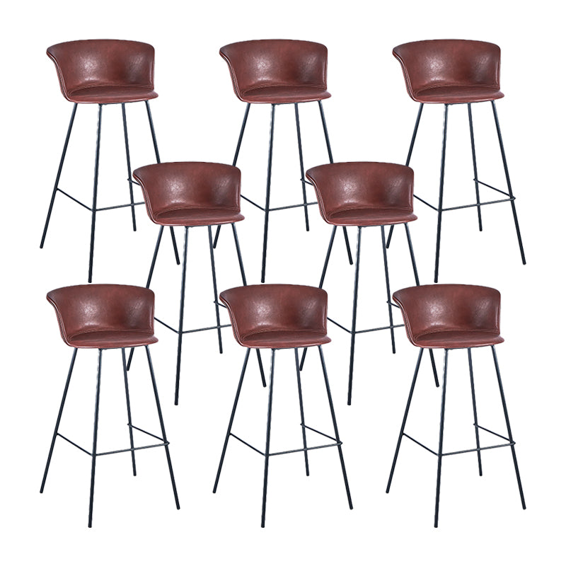 Indoor Leather Bar & Counter Stool Industrial Footrest Low Back Bucket Counter Chair