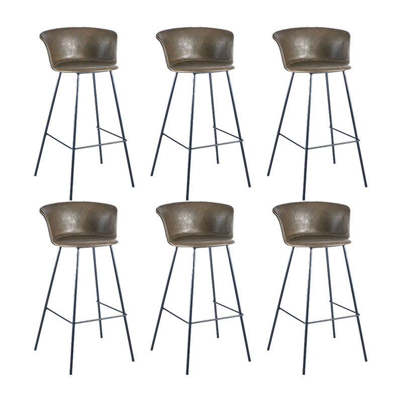 Indoor Leather Bar & Counter Stool Industrial Footrest Low Back Bucket Counter Chair