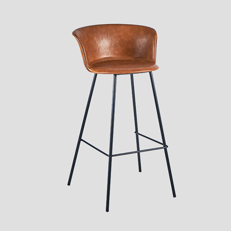 Indoor Leather Bar & Counter Stool Industrial Footrest Low Back Bucket Counter Chair