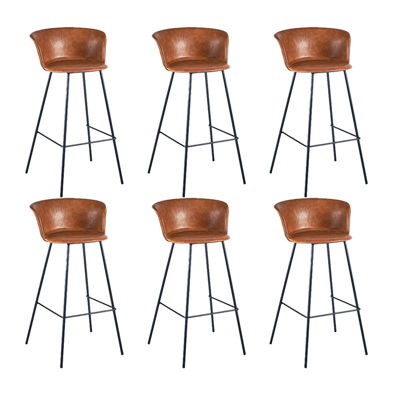 Indoor Leather Bar & Counter Stool Industrial Footrest Low Back Bucket Counter Chair