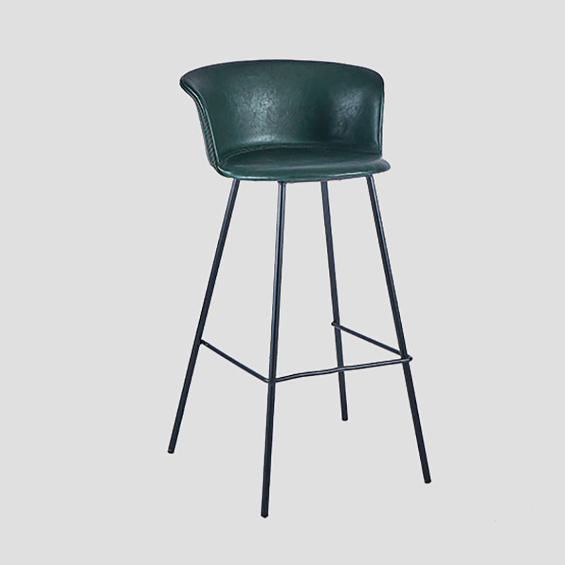Indoor Leather Bar & Counter Stool Industrial Footrest Low Back Bucket Counter Chair