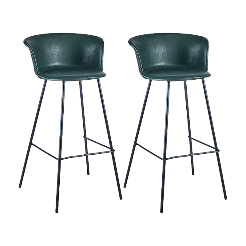 Indoor Leather Bar & Counter Stool Industrial Footrest Low Back Bucket Counter Chair