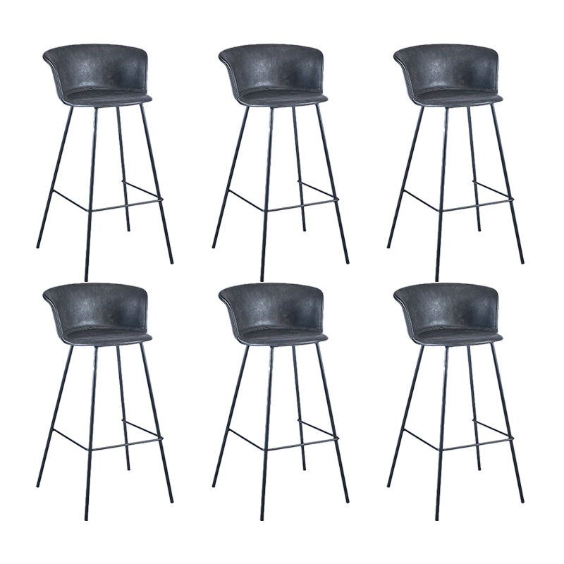 Indoor Leather Bar & Counter Stool Industrial Footrest Low Back Bucket Counter Chair