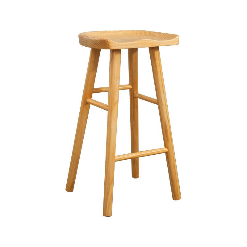 Modern Armless Backless Counter Stool Wood Cafe Bar Stool with Wooden Seat and Pedal