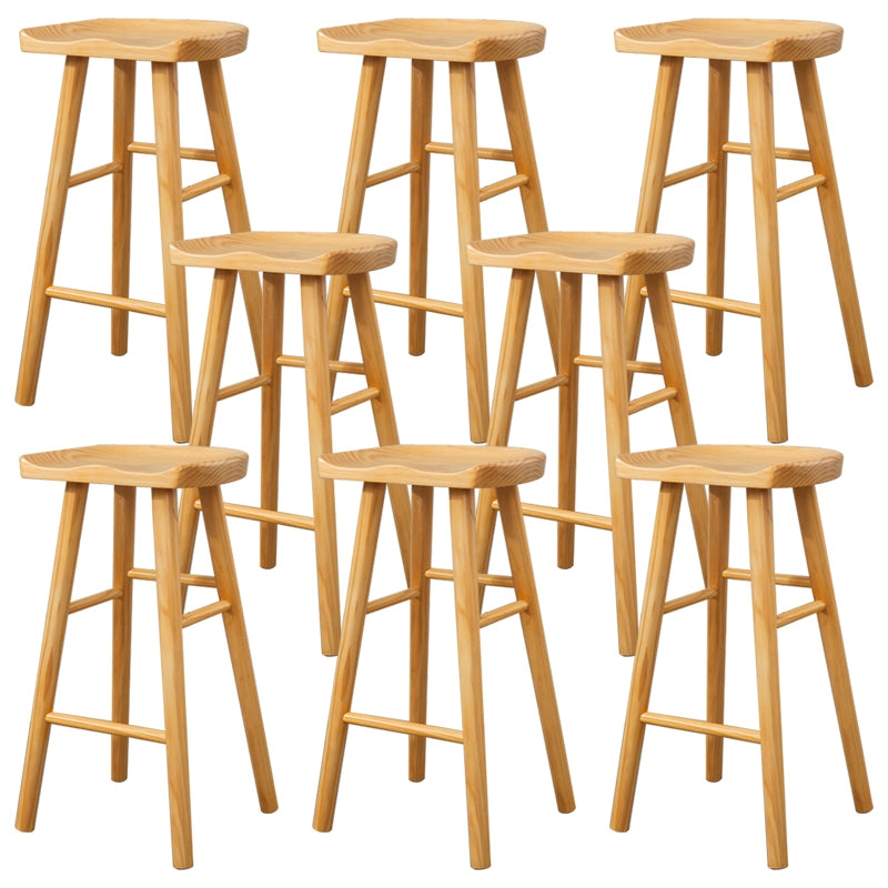 Modern Armless Backless Counter Stool Wood Cafe Bar Stool with Wooden Seat and Pedal