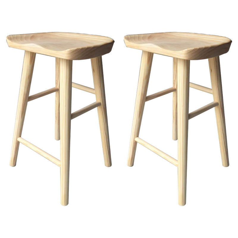 Modern Armless Backless Counter Stool Wood Cafe Bar Stool with Wooden Seat and Pedal