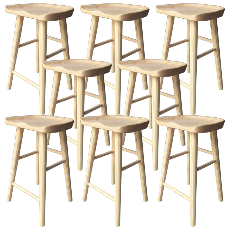 Modern Armless Backless Counter Stool Wood Cafe Bar Stool with Wooden Seat and Pedal