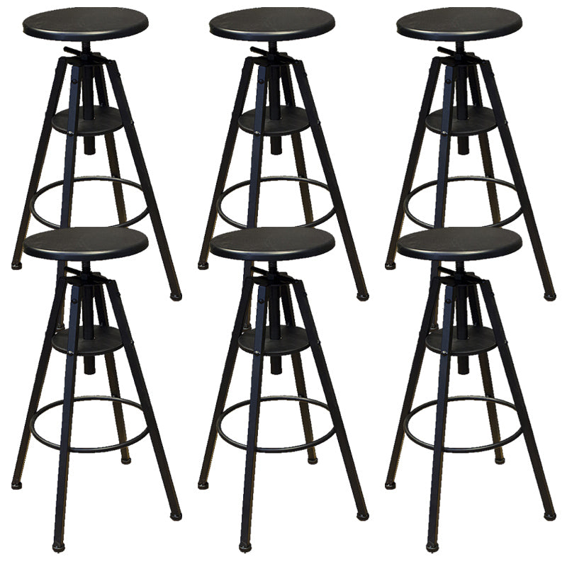 Industrial Adjustable Height Counter Chair Footrest Metal Counter Bar Stool in Black