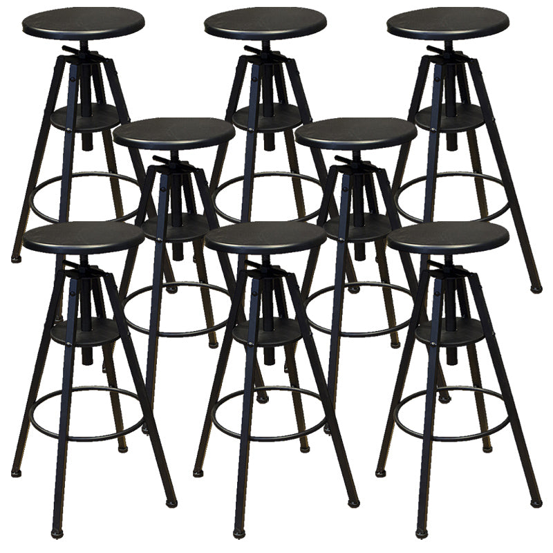 Industrial Adjustable Height Counter Chair Footrest Metal Counter Bar Stool in Black