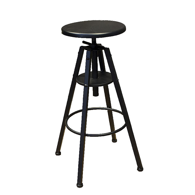 Industrial Adjustable Height Counter Chair Footrest Metal Counter Bar Stool in Black