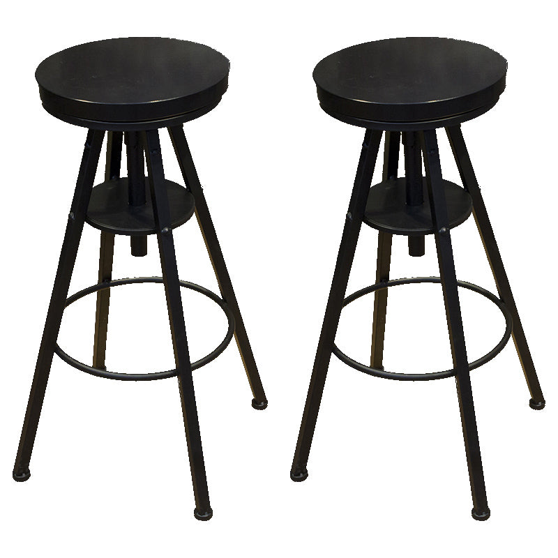 Industrial Adjustable Height Counter Chair Footrest Metal Counter Bar Stool in Black