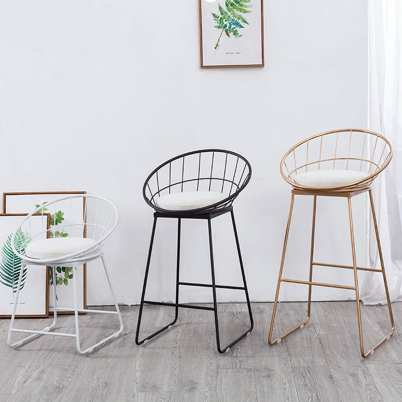 Glam Bucket Bar-stool Upholstered Footrest Low Back Shop Counter & Bar Stool