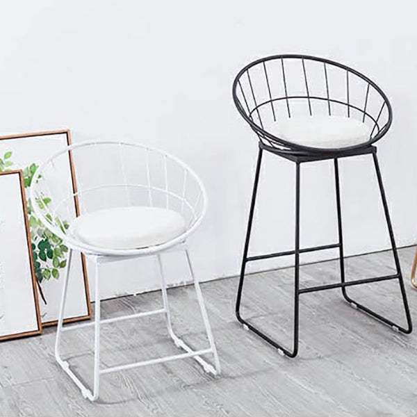 Glam Bucket Bar-stool Upholstered Footrest Low Back Shop Counter & Bar Stool