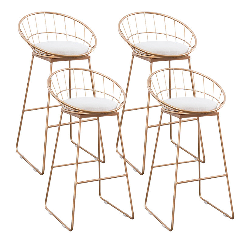 Glam Bucket Bar-stool Upholstered Footrest Low Back Shop Counter & Bar Stool