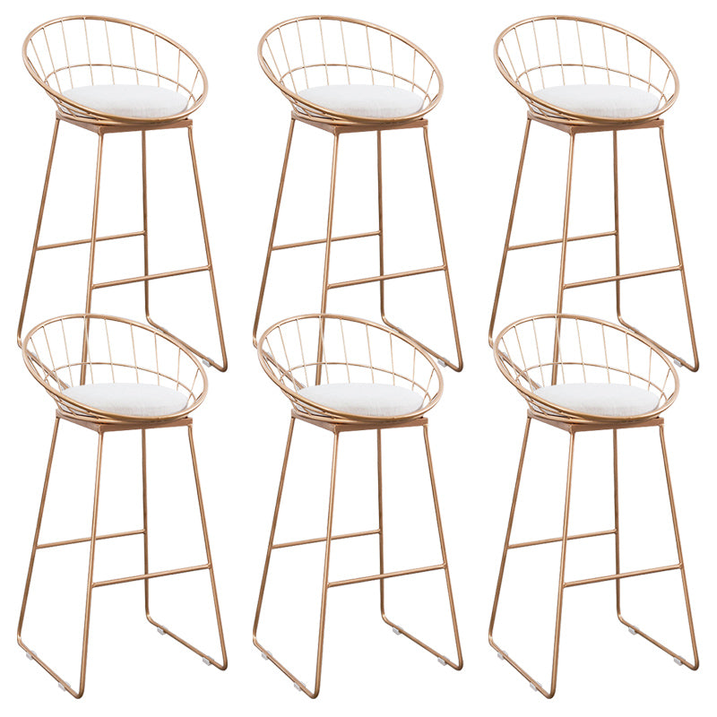 Glam Bucket Bar-stool Upholstered Footrest Low Back Shop Counter & Bar Stool