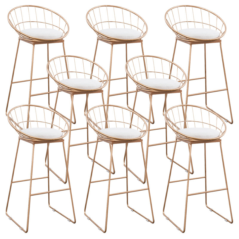 Glam Bucket Bar-stool Upholstered Footrest Low Back Shop Counter & Bar Stool