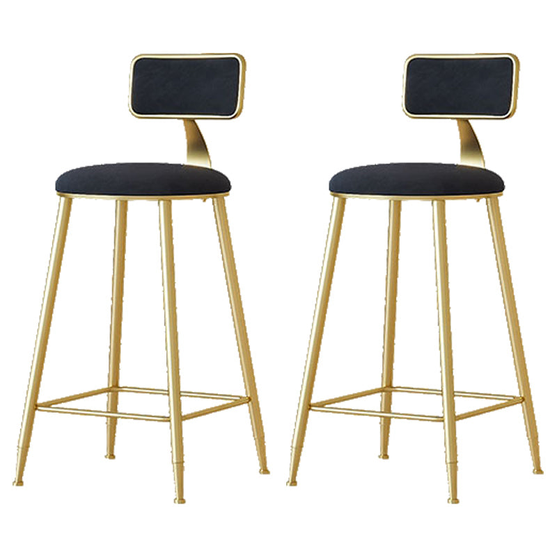 Nordic Backrest Armless Counter Stool Iron Cafe Bar Stool with Pedal and Cushion