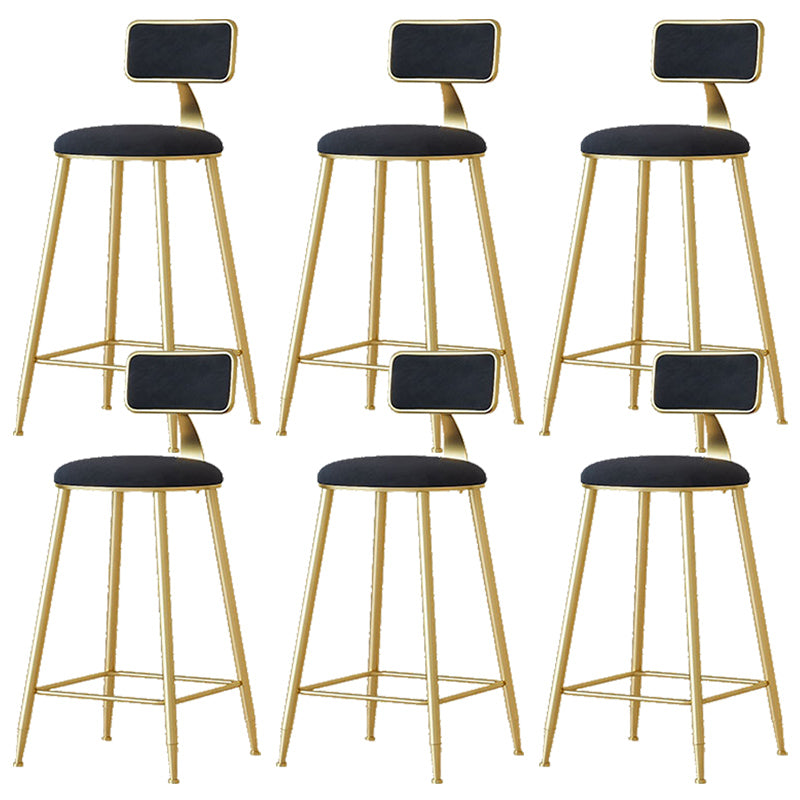 Nordic Backrest Armless Counter Stool Iron Cafe Bar Stool with Pedal and Cushion