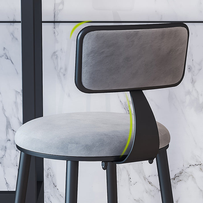 Nordic Backrest Armless Counter Stool Iron Cafe Bar Stool with Pedal and Cushion