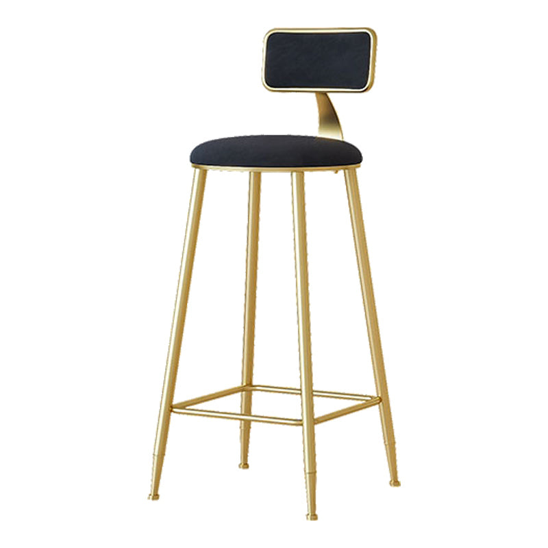 Nordic Backrest Armless Counter Stool Iron Cafe Bar Stool with Pedal and Cushion