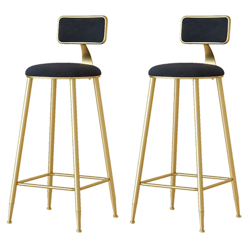 Nordic Backrest Armless Counter Stool Iron Cafe Bar Stool with Pedal and Cushion