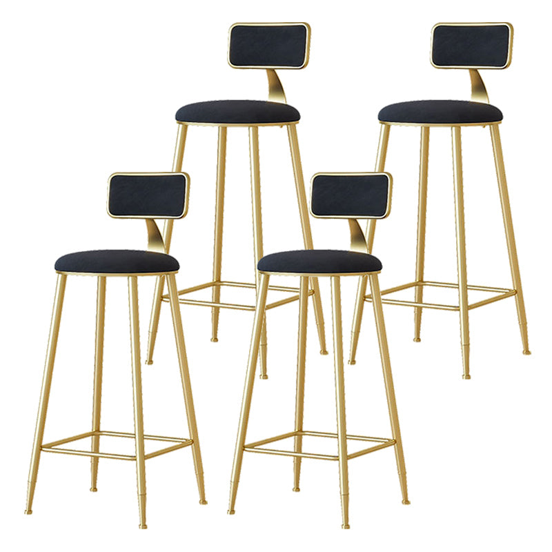 Nordic Backrest Armless Counter Stool Iron Cafe Bar Stool with Pedal and Cushion