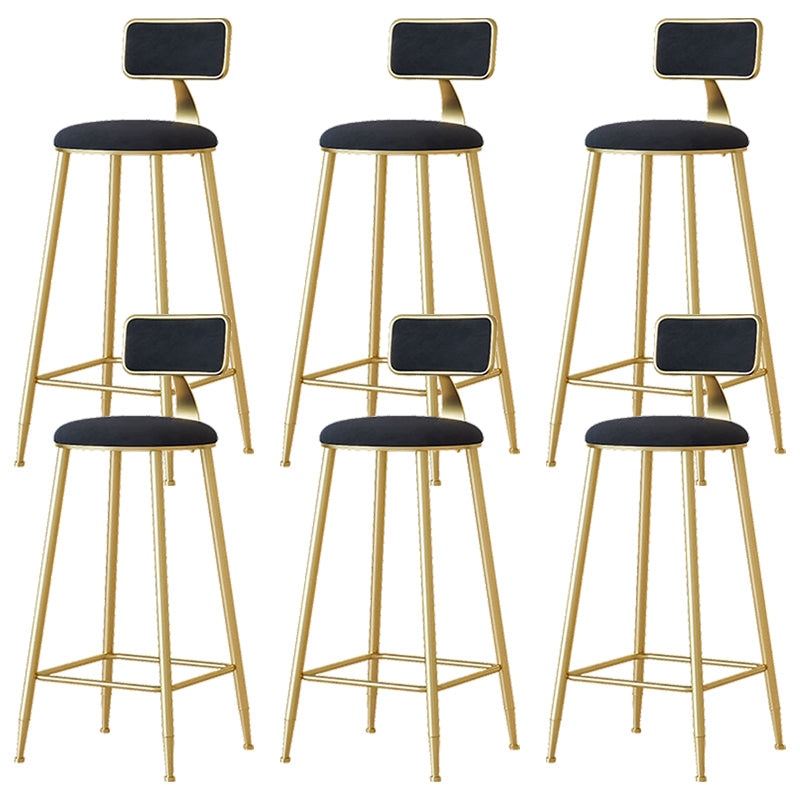 Nordic Backrest Armless Counter Stool Iron Cafe Bar Stool with Pedal and Cushion