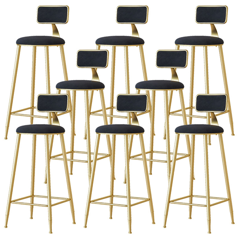 Nordic Backrest Armless Counter Stool Iron Cafe Bar Stool with Pedal and Cushion