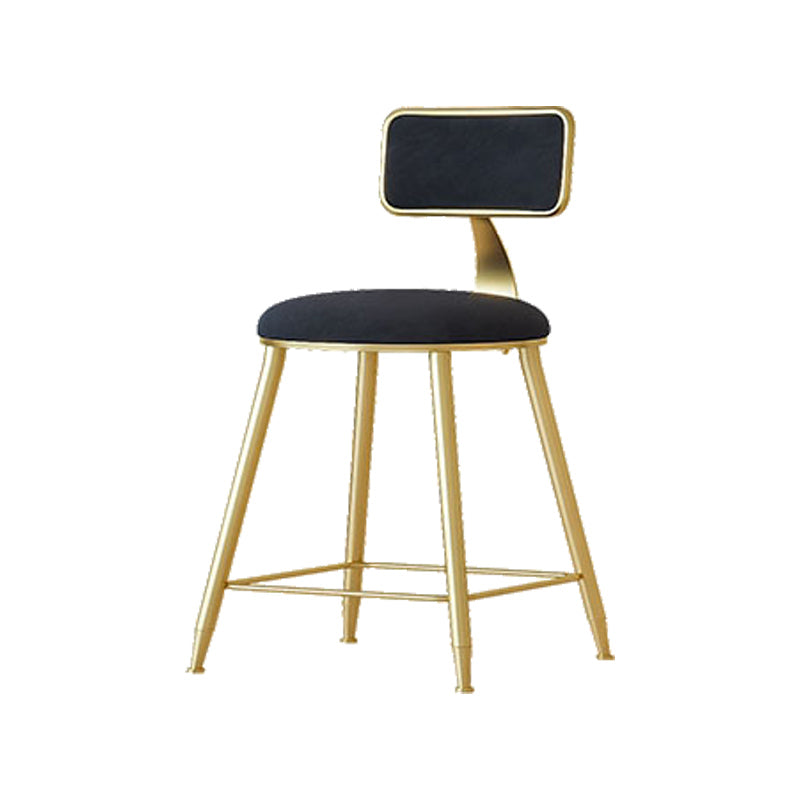 Nordic Backrest Armless Counter Stool Iron Cafe Bar Stool with Pedal and Cushion