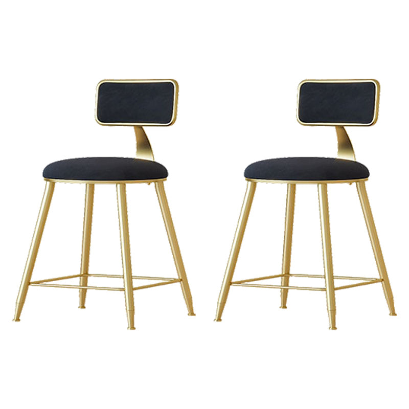 Nordic Backrest Armless Counter Stool Iron Cafe Bar Stool with Pedal and Cushion