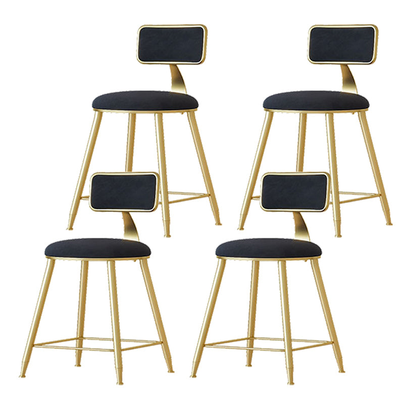 Nordic Backrest Armless Counter Stool Iron Cafe Bar Stool with Pedal and Cushion