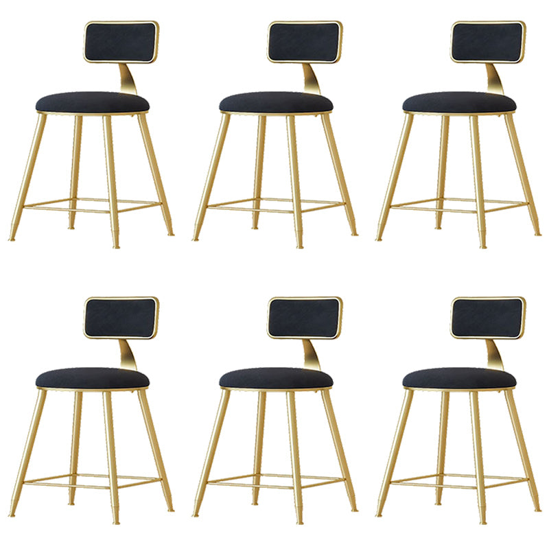 Nordic Backrest Armless Counter Stool Iron Cafe Bar Stool with Pedal and Cushion