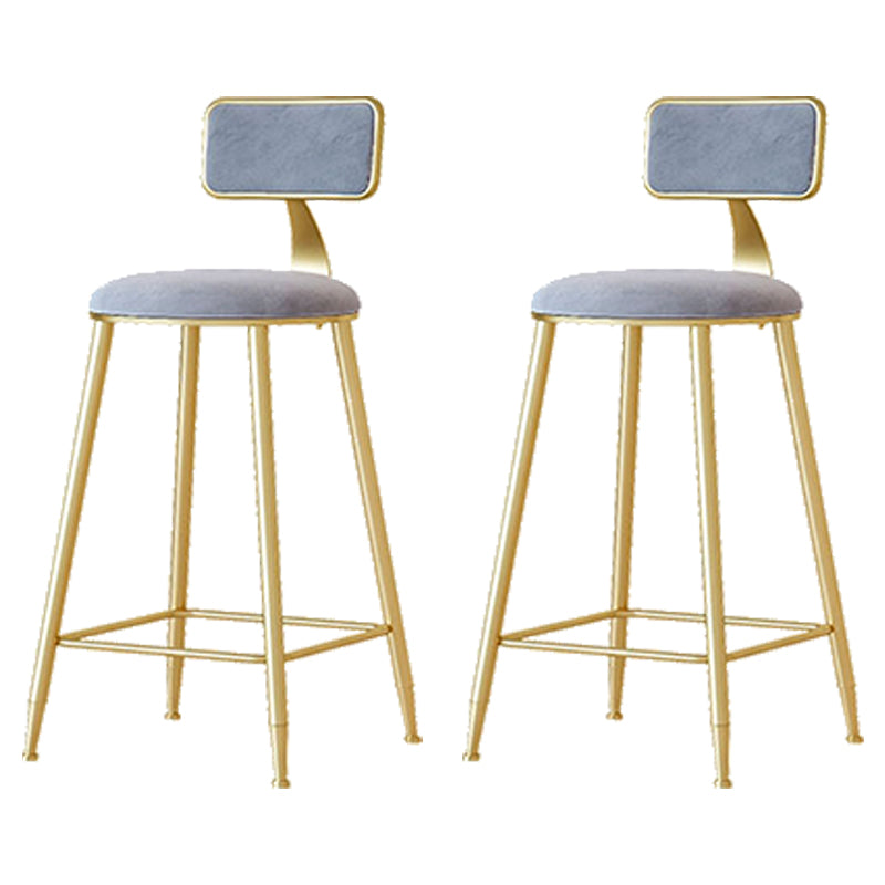 Nordic Backrest Armless Counter Stool Iron Cafe Bar Stool with Pedal and Cushion