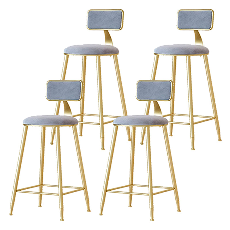 Nordic Backrest Armless Counter Stool Iron Cafe Bar Stool with Pedal and Cushion