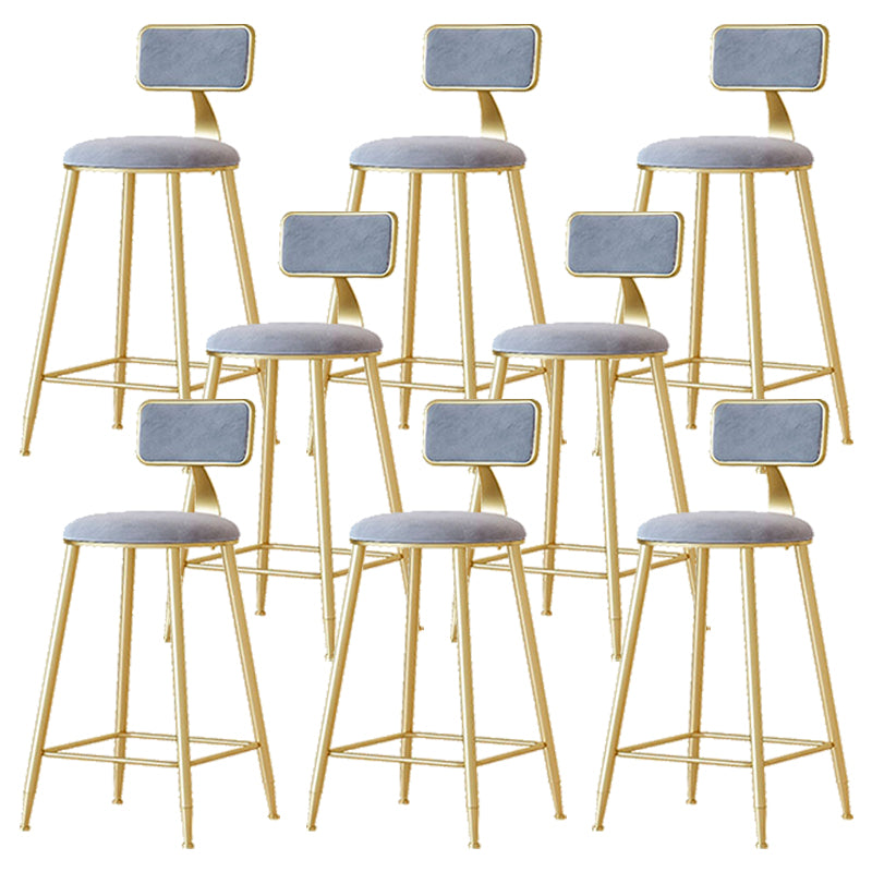 Nordic Backrest Armless Counter Stool Iron Cafe Bar Stool with Pedal and Cushion