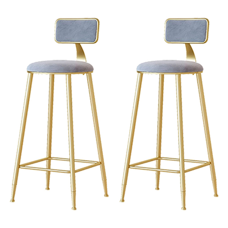 Nordic Backrest Armless Counter Stool Iron Cafe Bar Stool with Pedal and Cushion