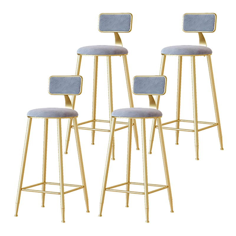 Nordic Backrest Armless Counter Stool Iron Cafe Bar Stool with Pedal and Cushion