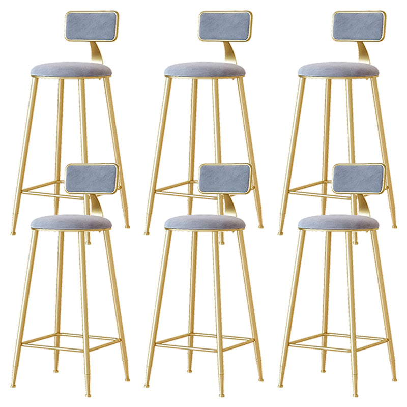 Nordic Backrest Armless Counter Stool Iron Cafe Bar Stool with Pedal and Cushion