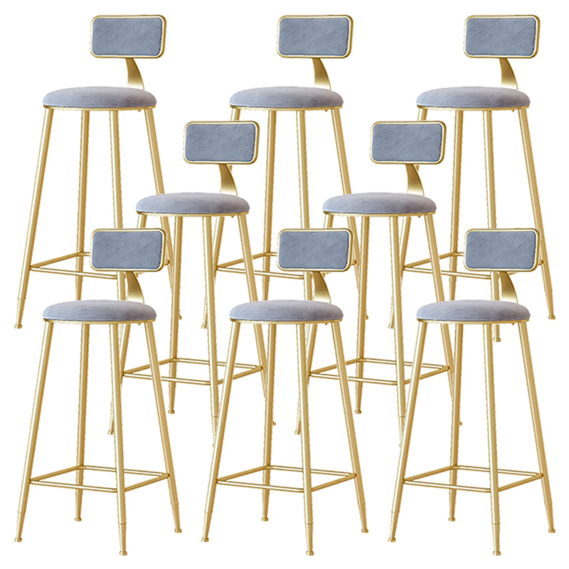 Nordic Backrest Armless Counter Stool Iron Cafe Bar Stool with Pedal and Cushion