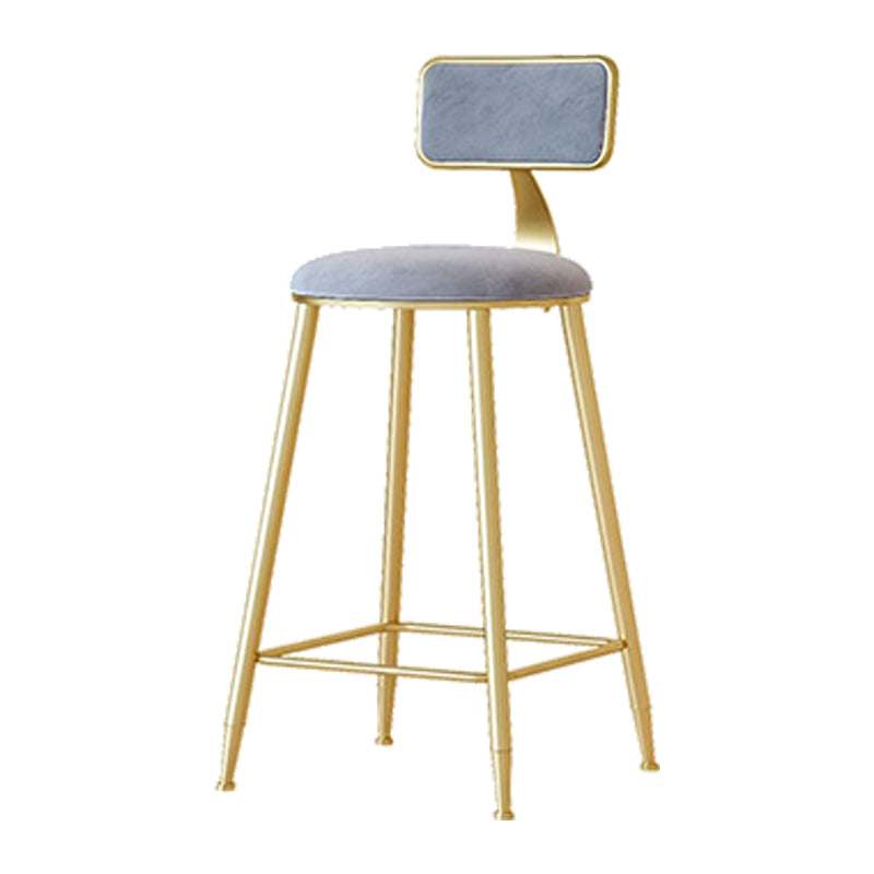 Nordic Backrest Armless Counter Stool Iron Cafe Bar Stool with Pedal and Cushion