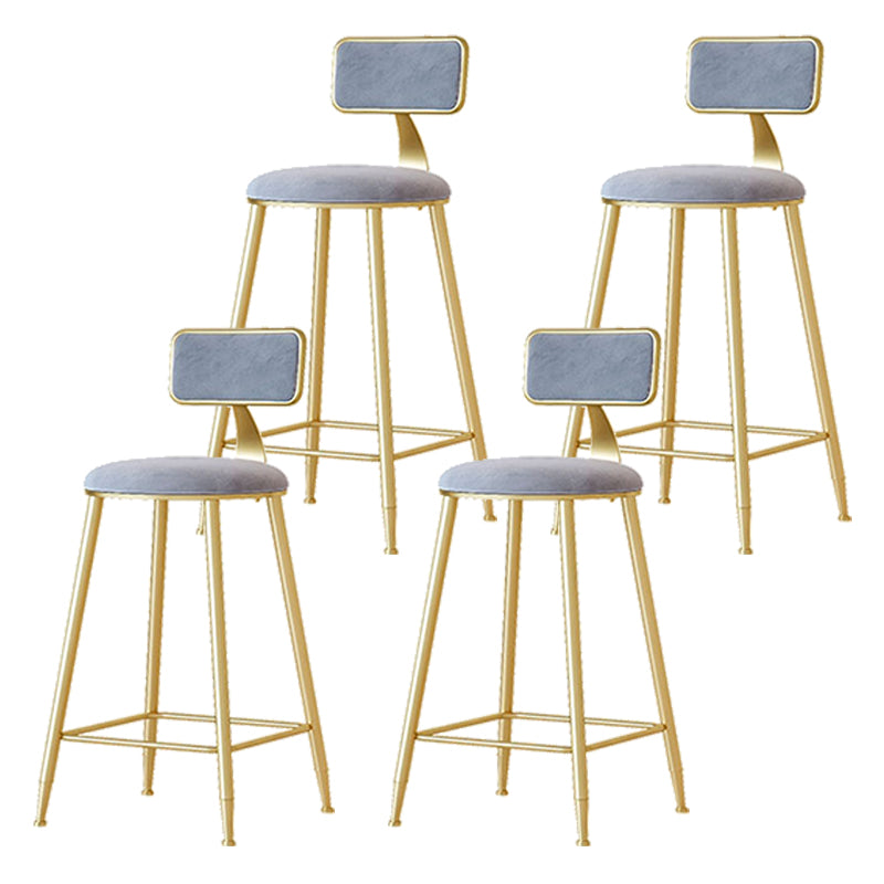 Nordic Backrest Armless Counter Stool Iron Cafe Bar Stool with Pedal and Cushion